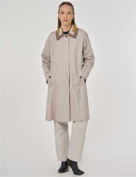 Epaulet Detailed Trench Coat Stone