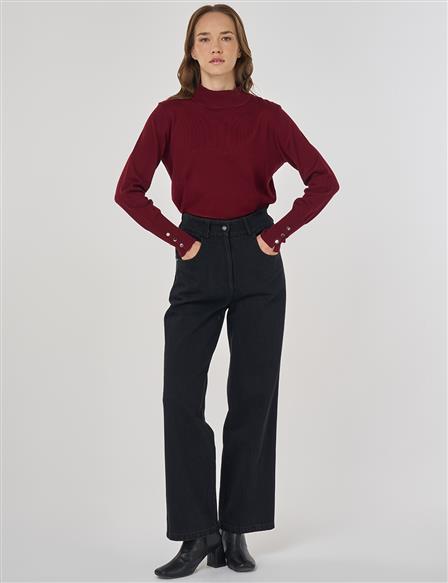 Straight Denim Pants Black