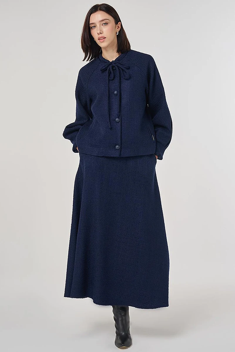Skirted Tweed Set Dark Navy