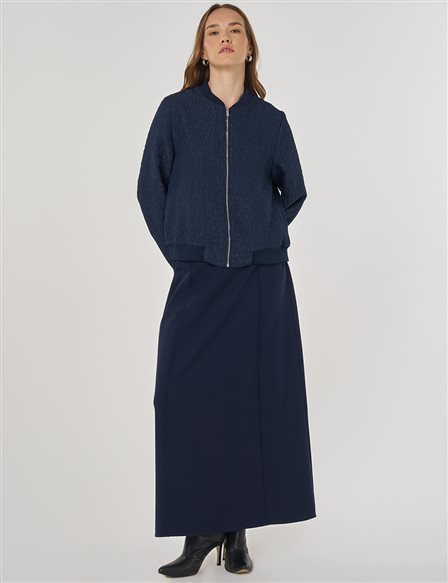 Jakarlı Etekli Takım Lacivert 