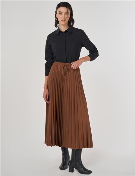 Pleated Skirt Brown