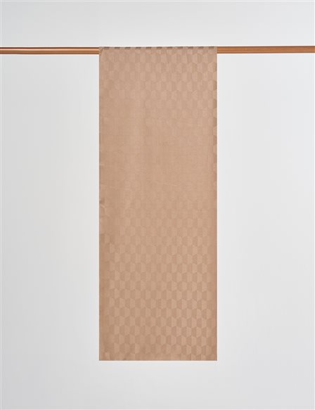 Koza Desen Jakarlı Dokuma Şal Açık Kahve 