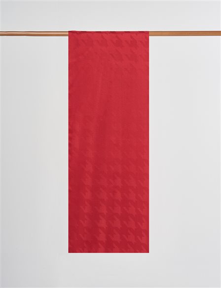 Kaz Ayağı Desen Jakarlı Şal Vişne 