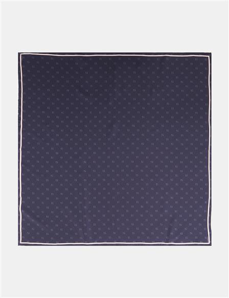 Çapraz Kayra Logolu İpek Eşarp Lacivert