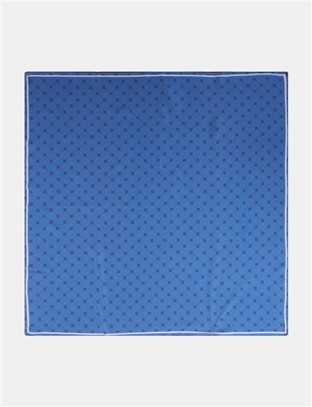 Çapraz Kayra Logolu İpek Eşarp İndigo