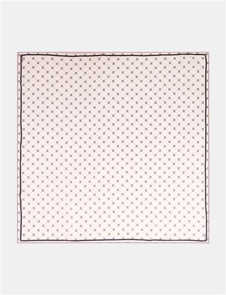 Çapraz Kayra Logolu İpek Eşarp Krem