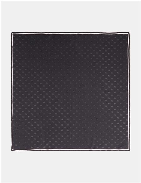 Çapraz Kayra Logolu İpek Eşarp Siyah