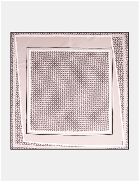 Monogram Desen İpek Eşarp Gri
