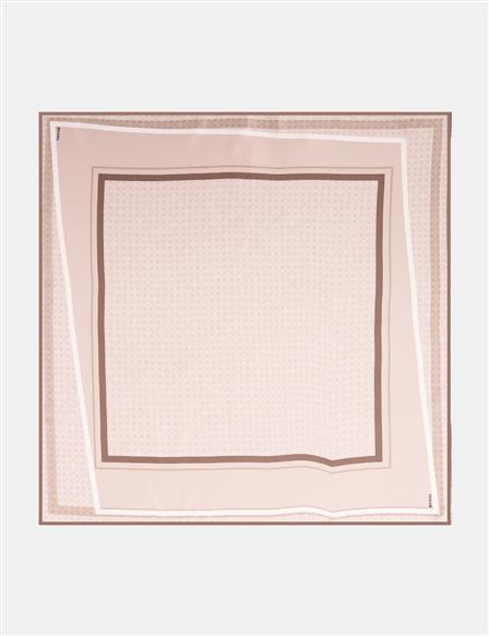 Monogram Desen İpek Eşarp Taş