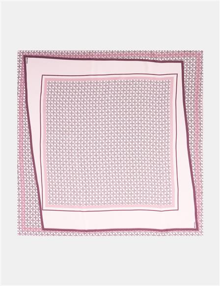 Monogram Desen İpek Eşarp Pudra