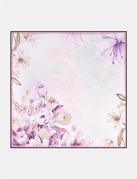 Çiçek Desenli Eşarp Mor