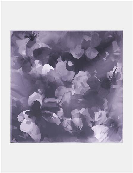 Soyut Çiçek Desenli Eşarp Antrasit