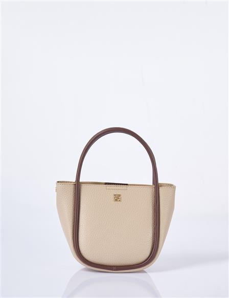 Suni Deri Küçük Tote Çanta Vizon