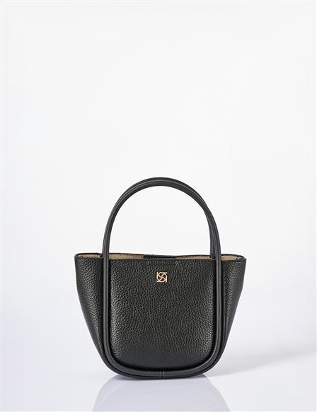 Suni Deri Küçük Tote Çanta Siyah