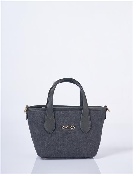 Logo Detaylı Denim Çanta Antrasit 