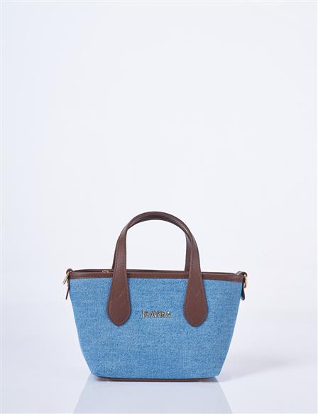 Logo Detaylı Denim Çanta İndigo