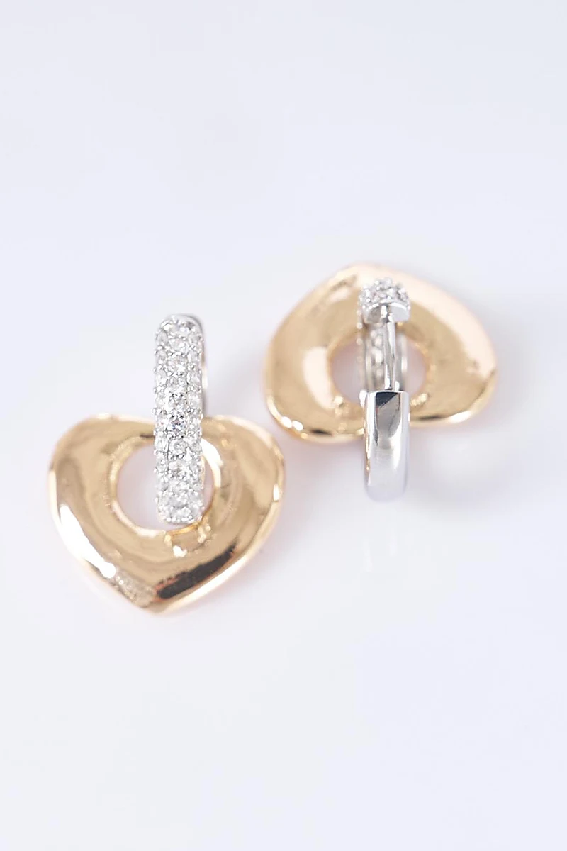 Heart Dangle Earrings Gold