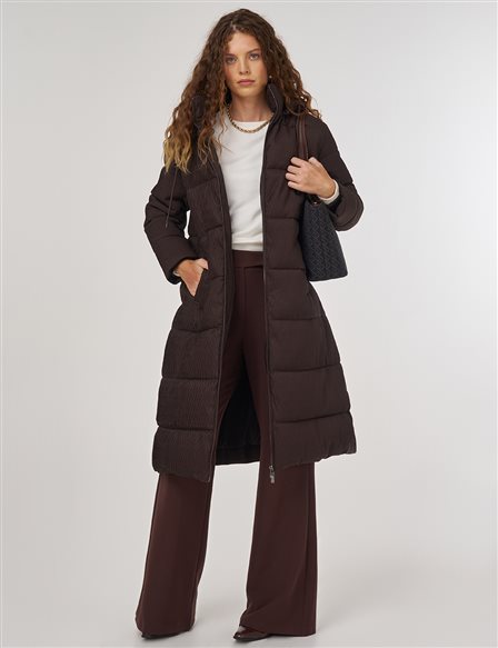 Fermuar Kapamalı Anorak Mont Kahve 