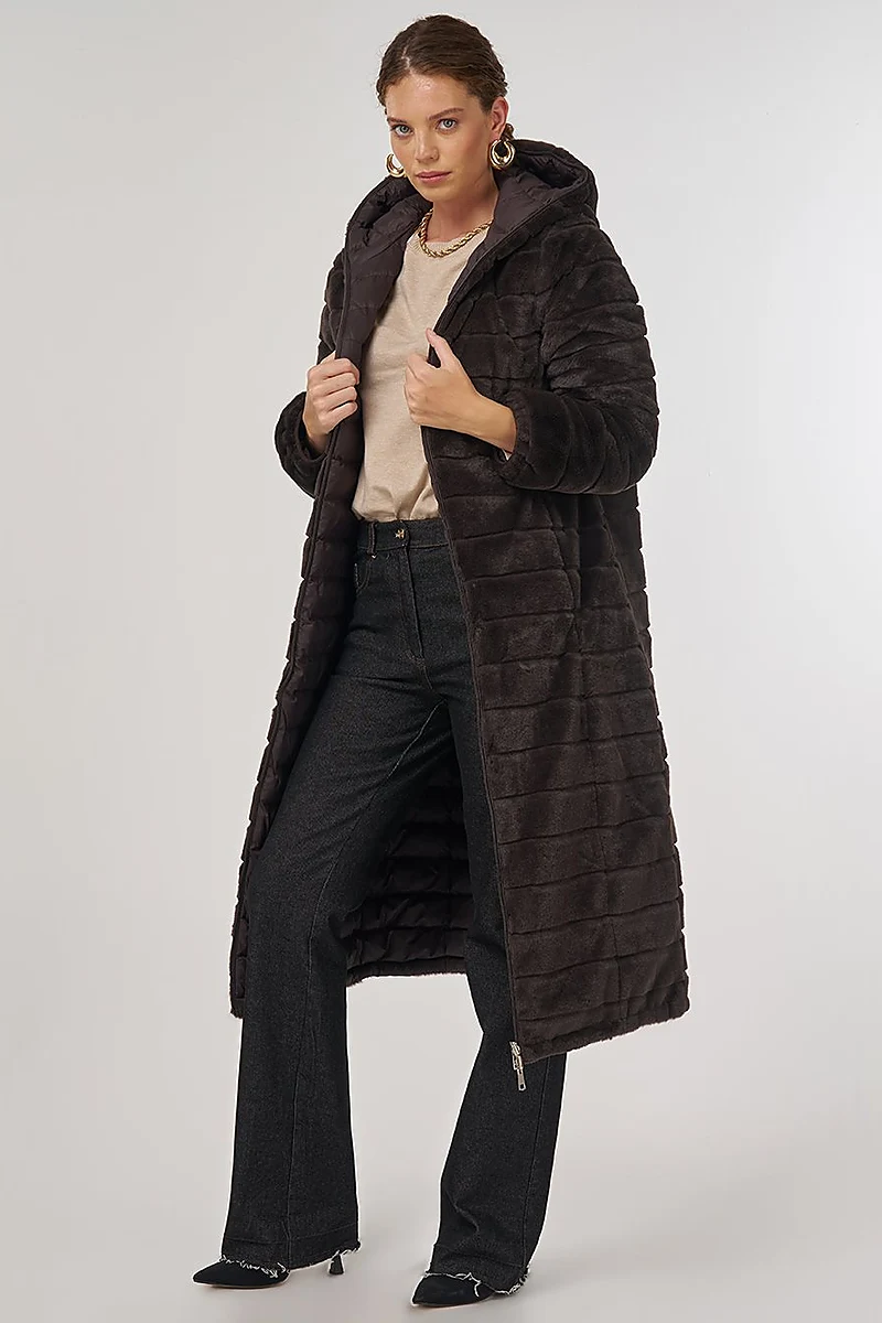 Reversible Hooded Jacket Brown
