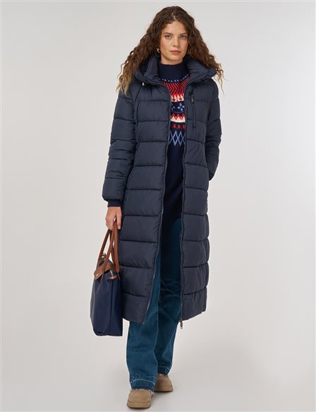 Fermuar Detaylı Anorak Mont Lacivert