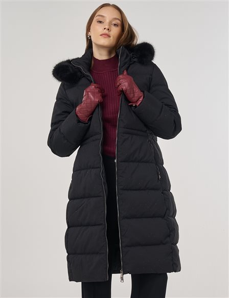 Hotfix Baskılı Anorak Mont Siyah