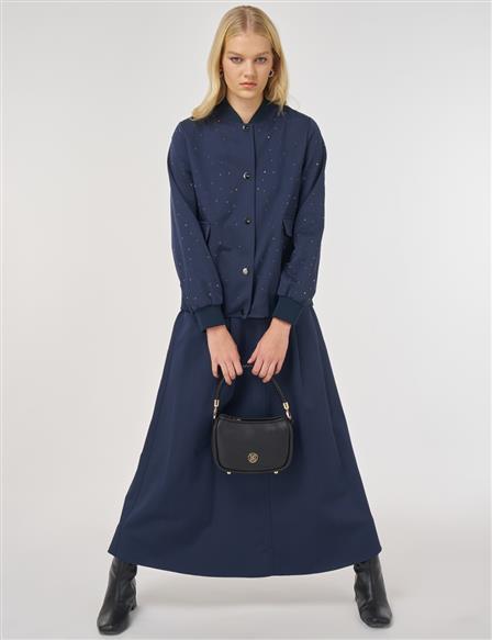 Hotfix Baskılı Pamuklu Etekli Takım Koyu Lacivert 