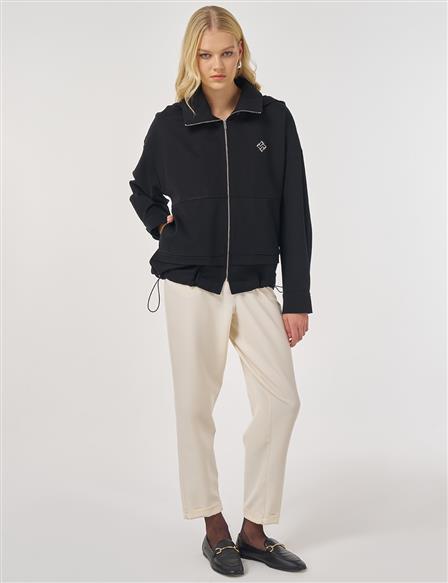 Stitch Detailed Short Jacket in Black