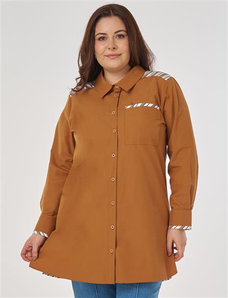 Çizgi Desen Pamuklu Tunik Bisküvi