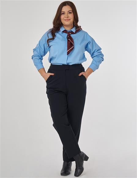 Pocket Detail Fabric Pants in Black