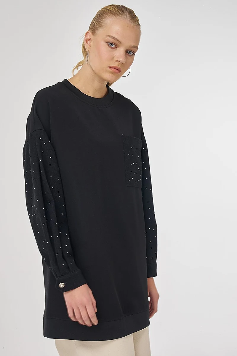 Hotfix Printed Sweatshirt in Black