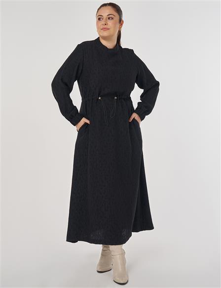 Patterned Lyocell Viscose Dress in Black