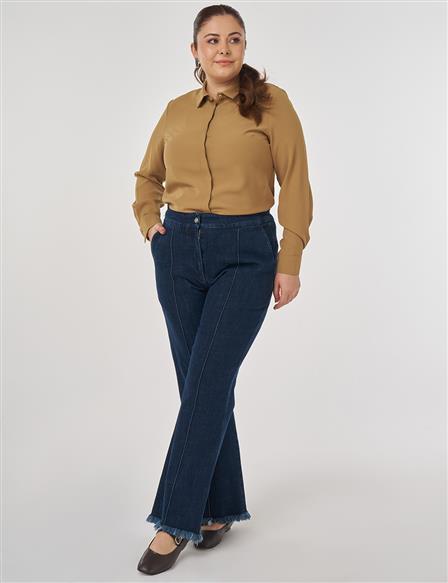 Çima Dikişli Denim Pantolon Lacivert 