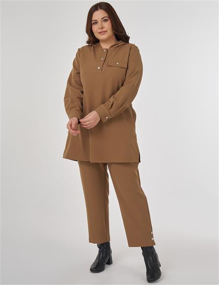 Kapak Cepli Rahat Kesim İkili Takım Koyu Oliv