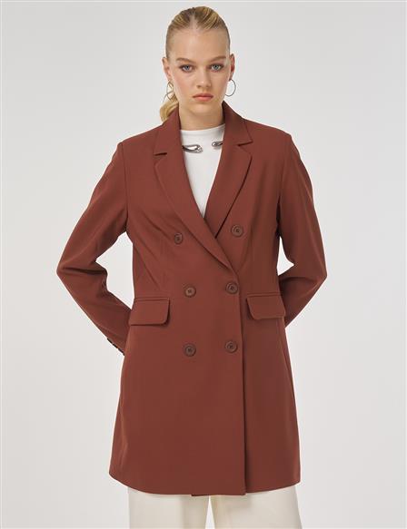 Basic Blazer Ceket Koyu Kahve 