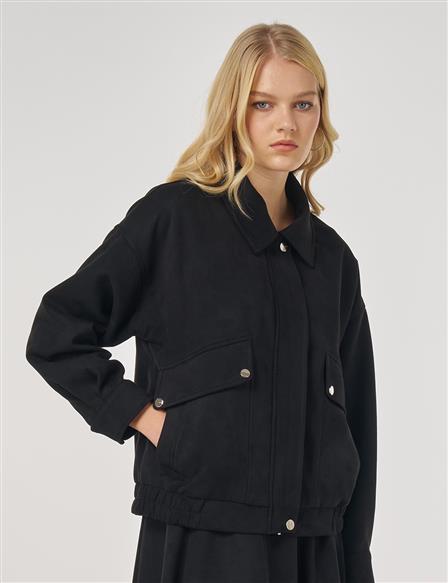 Etekli Süet Takım Siyah