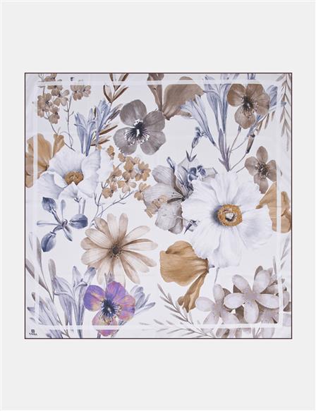 Floral Desenli Eşarp Taş