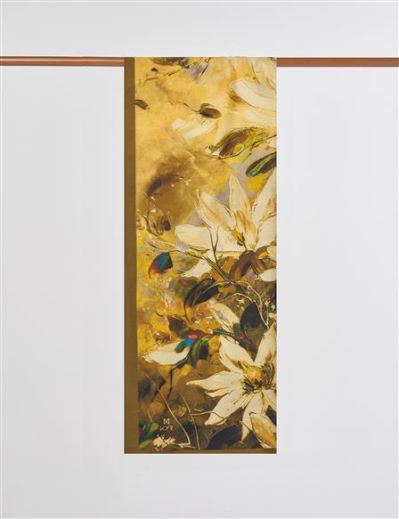 Çiçek Desen Viskon Şal Hardal 