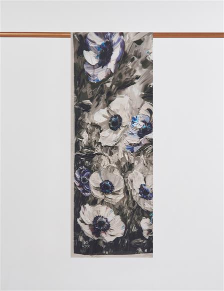 Floral Desen Viskon Şal Duman Yeşili 