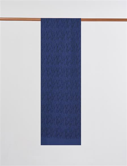 Desenli Floş Şal Lacivert 