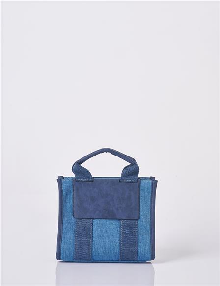 Strap Detailed Denim Bag Indigo