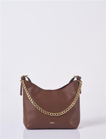 Zincir Detaylı Shopper Çanta Acı Kahve 