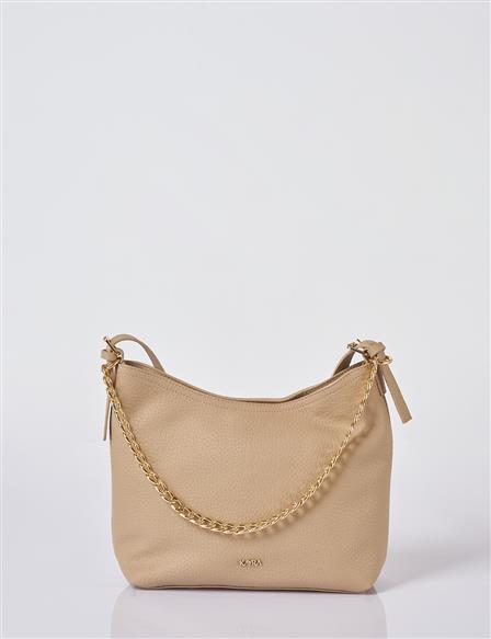 Zincir Detaylı Shopper Çanta Krem 
