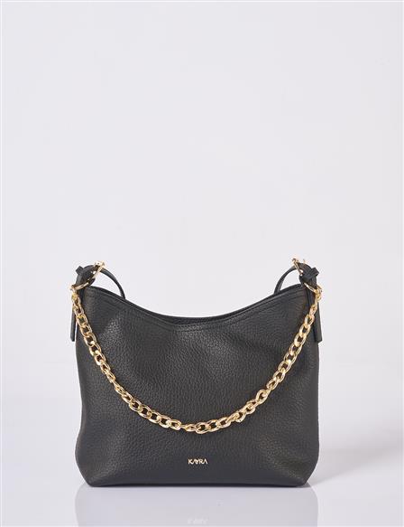 Zincir Detaylı Shopper Çanta Siyah