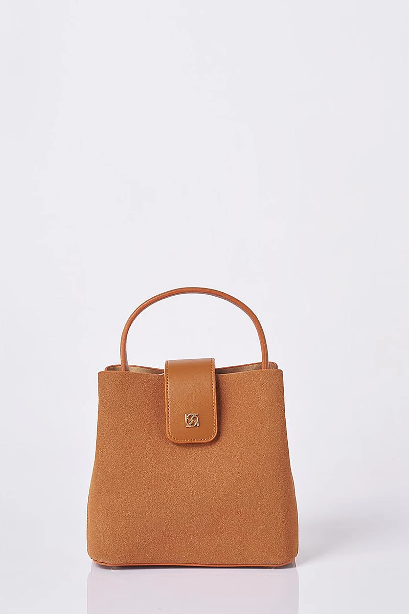 Nubuck Bag with Cover in Tan