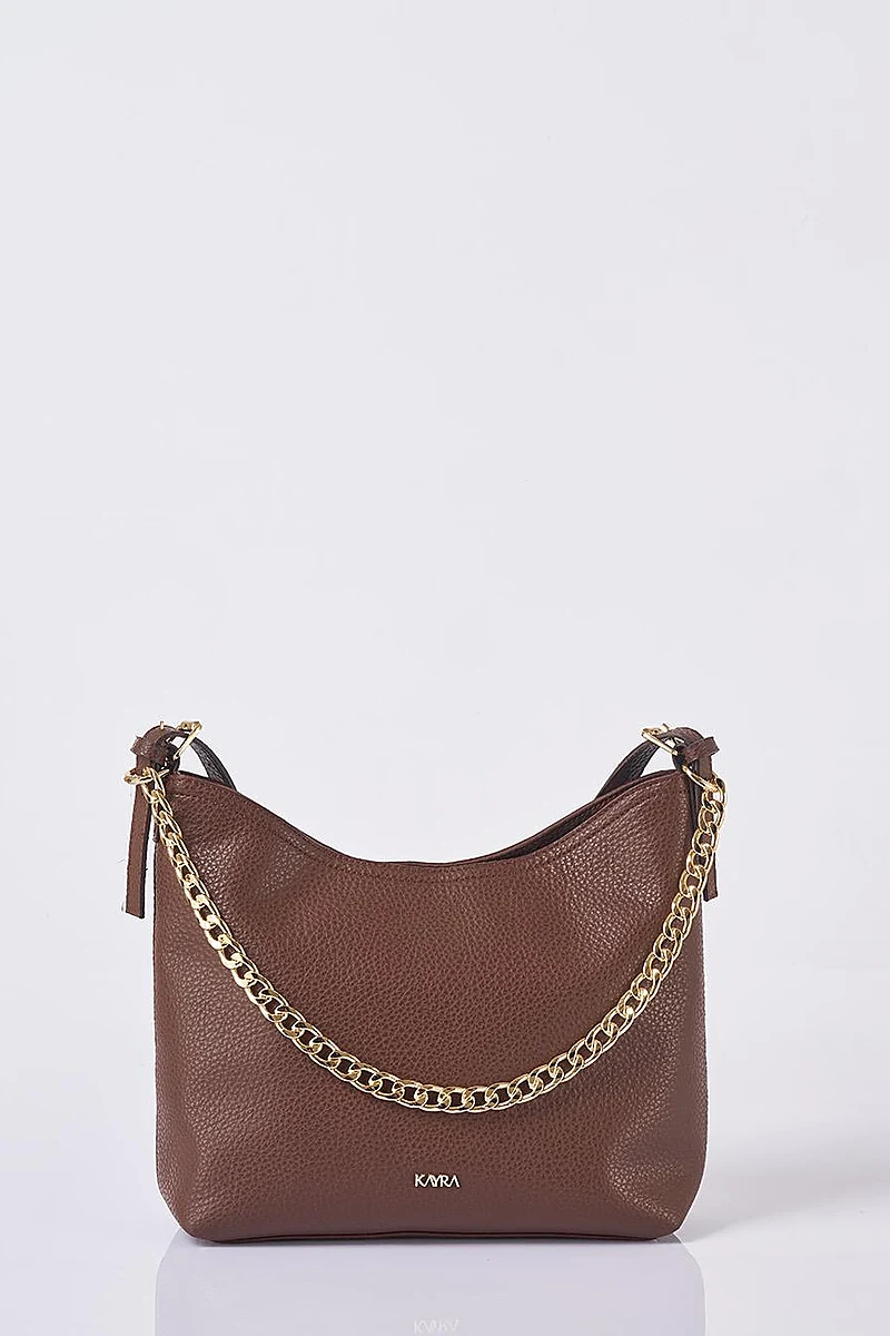 Chain Detailed Shopper Bag Dark Brown