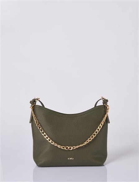 Zincir Detaylı Shopper Çanta Haki