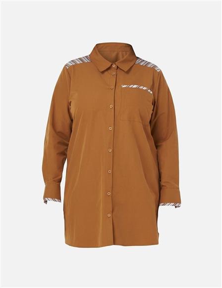 Çizgi Desen Pamuklu Tunik Bisküvi