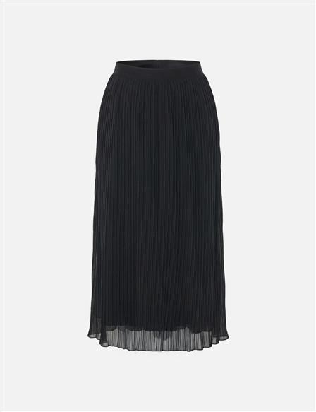 Piliseli Şifon Etek Siyah