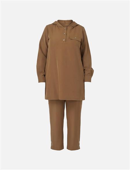 Kapak Cepli Rahat Kesim İkili Takım Koyu Oliv