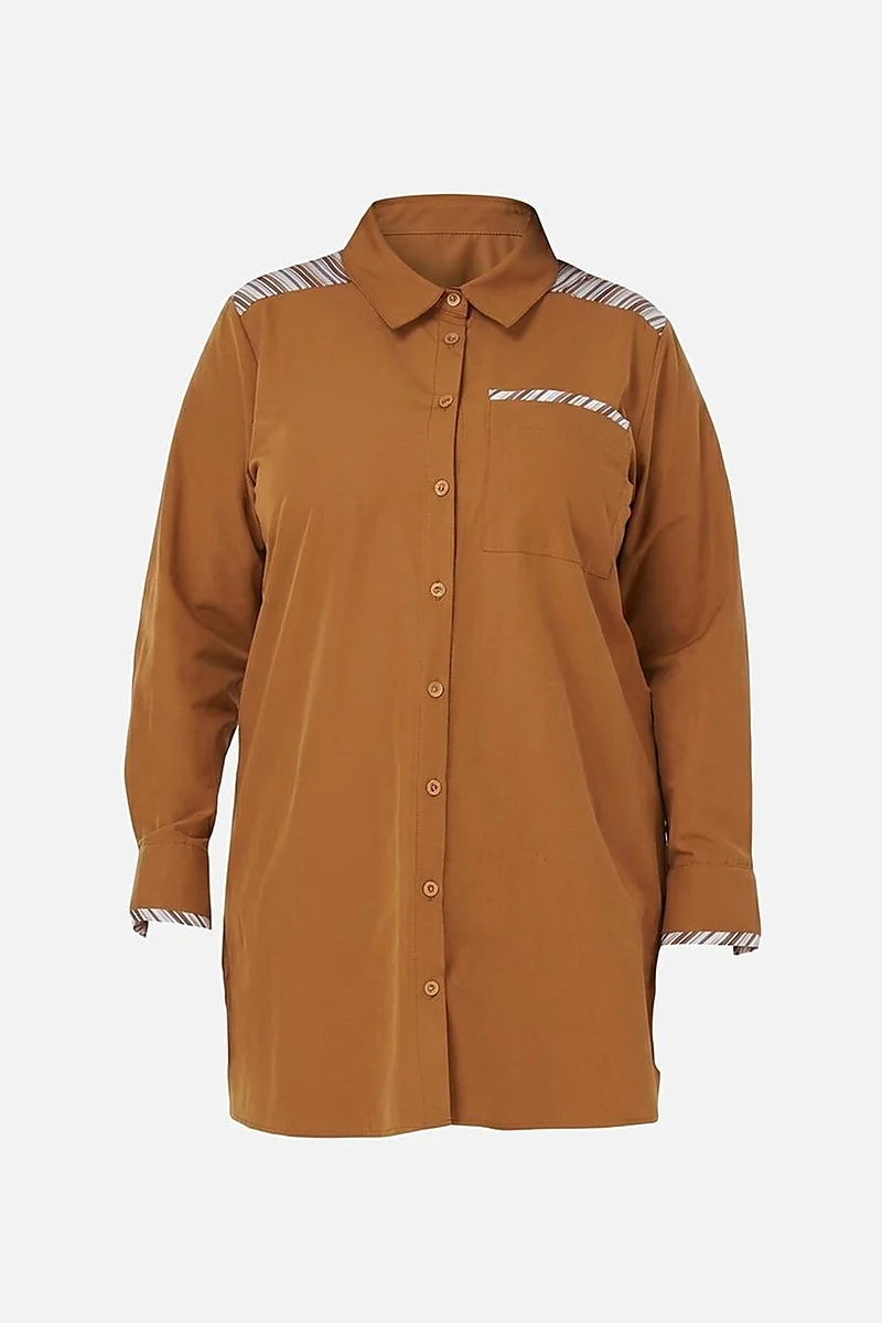 Çizgi Desen Pamuklu Tunik Bisküvi